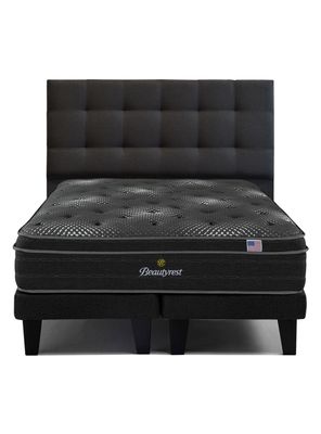 Cama Europea Brest Platinum 2 Plazas + Respaldo Tignes Marengo  Base Dividida