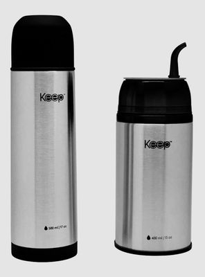 Termo Mate 400 ml + Termo Bala 500 ml Negro Inox