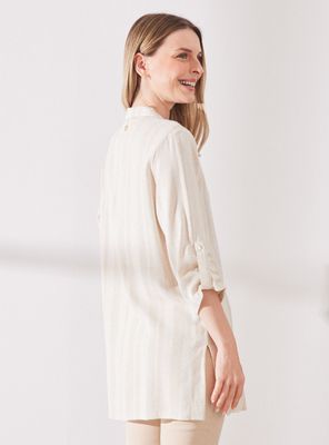 Imagen 2 del producto Blusa de Lino Larga Rayada