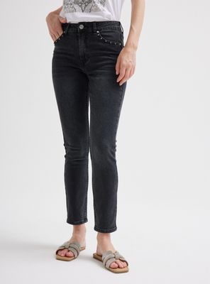 Jeans Skinny con Tachas en Bolsillos