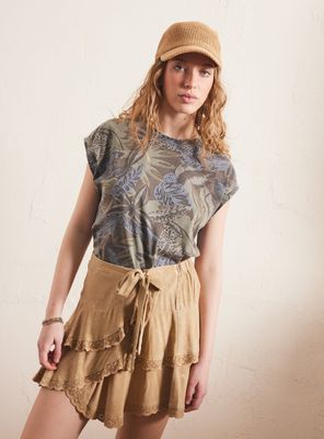 Imagen 1 del producto Falda con Detalles de Broderie y Procesada