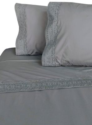 Juego de Sábanas 180 Hilos Broderi 2 Plazas Gris