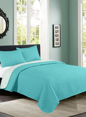 Quilt Bicolor 2 Plazas Turquesa