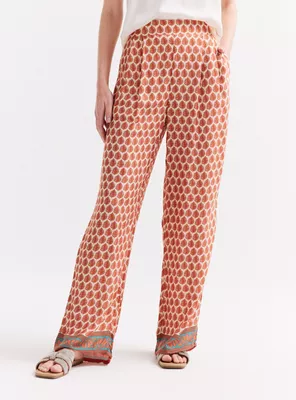 Pantalón Ancho Estampado Cintura Elasticada