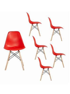 Kit 6 Sillas Badem Rojo