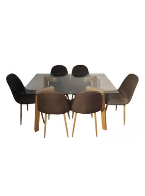 Juego Comedor Jockey Natural + 6 Sillas Cross
