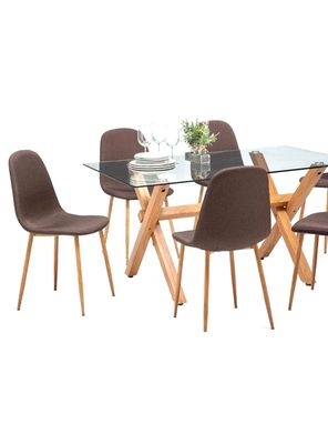 Juego de Comedor Cross Natural + 6 Sillas