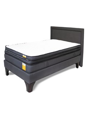 Cama Europea 1 Plaza + Topper + Respaldo