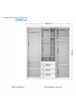 Imagen 2 del producto Clóset Star 5P 3C con Espejo Blanco