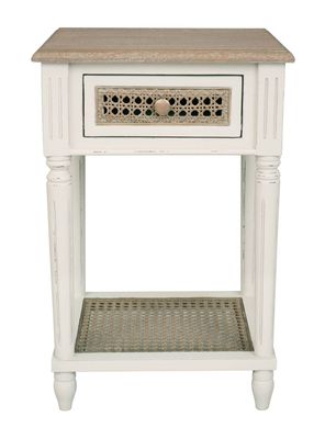 Velador Helena Junco Blanco 1 Cajón