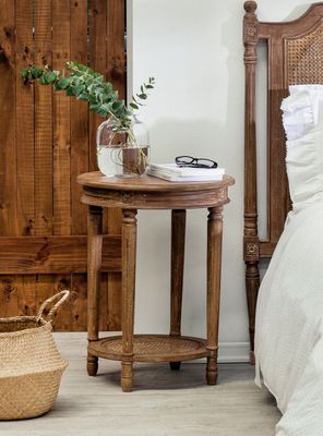 Mesa Lateral Helena Junco Redonda 50 cm Natural