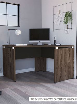 Escritorio L-120 Home Office Negro Soft-Coñac