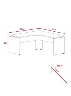 Imagen 2 del producto Escritorio L-160 Home Office Negro Soft-Coñac