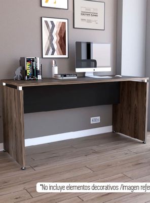 Mesa Escritorio M-150 Home Office Negro Soft-Coñac