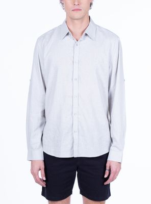 Camisa Manga Larga Linen Cotton Traba En Manga