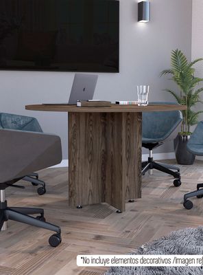 Mesa Redonda M-120 Home Office Negro Soft-Coñac