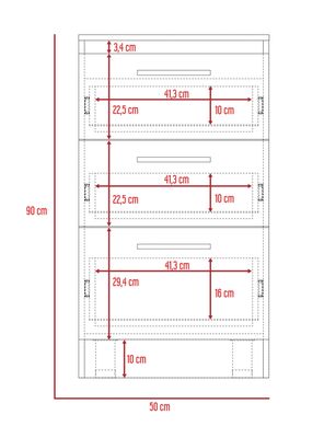 Imagen 2 del producto Mueble Inferior 3 Gaveteros Manchester Wengue