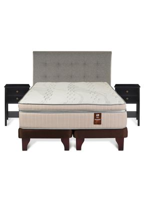 Imagen 2 del producto Cama Europea Máximo Cobre 2 Plazas Base Dividida + Respaldo Design Gris + Velador Rover