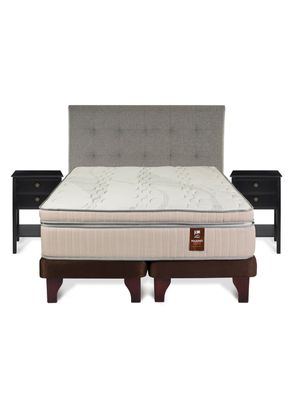 Imagen 2 del producto Cama Europea Máximo Cobre King + Respaldo Design Gris + Velador Rover