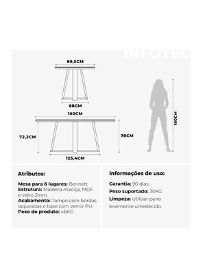 Imagen 2 del producto Juego de Comedor Bennet + 6 Sillas Megan