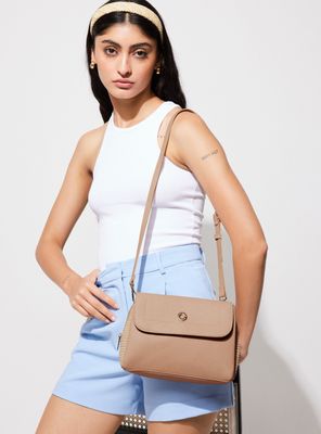 Cartera Crossbody con Bolsillo Look Raffia