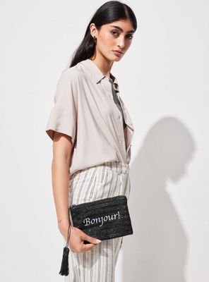 Estuche Efecto Raffia con Forro Estampado