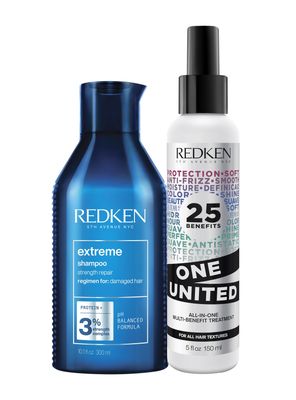 Set Reparacion Cabello Dañado Extreme Shampoo 300ml + One United 150ml