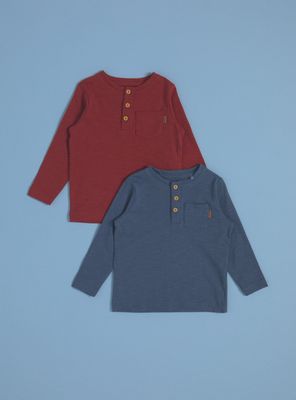 Polera Bipack con Botones y Bolsillo Delantero