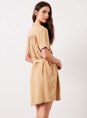 Imagen 2 del producto Vestido Corto Camisero con Amarra en Cintura