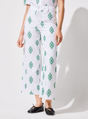 Pantalón con Lino Bordado en Contraste