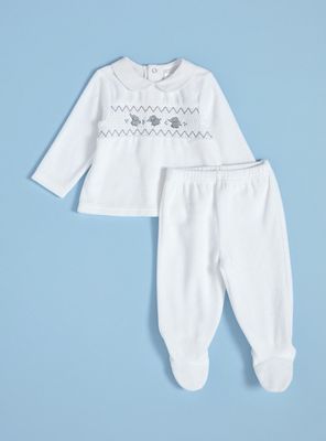 Conjunto Bebé con Cuello y Bordado Frontal