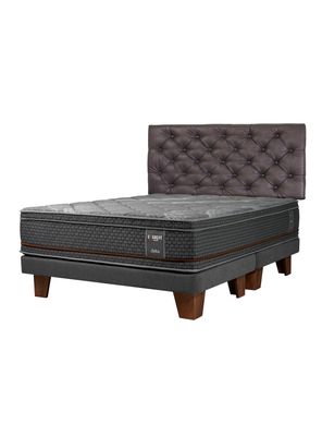 Cama Europea Everest Copper Black 2 Plazas Base Dividida Respaldo Capitoné