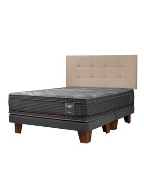 Cama Europea Everest Copper Black 2 Plazas Base Dividida Respaldo Aragón