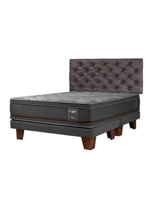 Cama Europea Everest Copper Black King Respaldo Capitoné