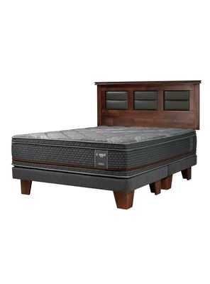 Cama Europea Everest Copper Black 2 Plazas Base Dividida + Respaldo Villarreal