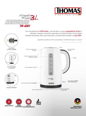 Imagen 2 del producto Hervidor Family & Friends 3.0 Litros TH-4351