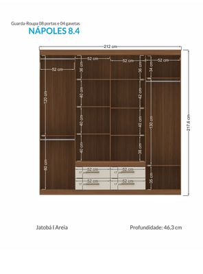 Imagen 2 del producto Clóset Nápoles 8 Puertas 4 Cajones Jatoba/Areia