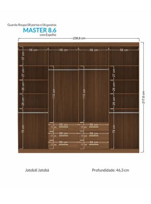 Imagen 2 del producto Clóset Master 8 Puertas 6 Cajones Jatoba/Areia