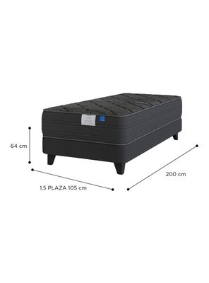 Imagen 2 del producto Cama Europea Black 1.5 Plazas + Respaldo Royal Negro