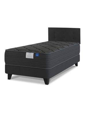 Cama Europea Black 1.5 Plazas + Respaldo Royal Negro