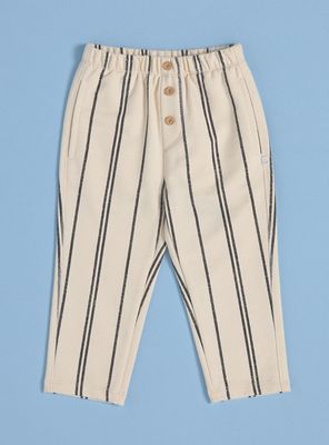 Pantalón de Buzo Rayado con Botones de Madera