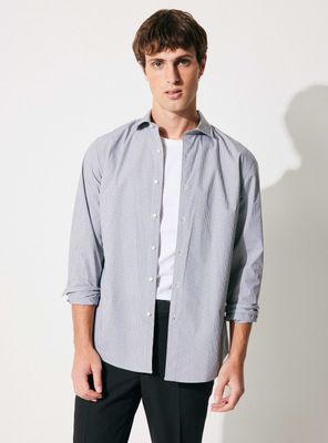 Alaniz Camisa Poplin Mini Cuadro Algodón Con Spandex