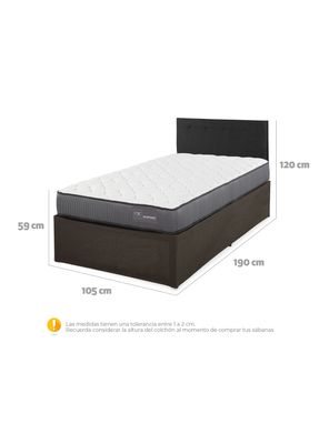 Imagen 2 del producto Cama Europea Iron Smart Anatomic 1.5 Plazas + Respaldo Black + Faldón