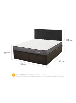 Imagen 2 del producto Cama Europea Iron Smart Anatomic 2 Plazas + Respaldo Black + Faldón