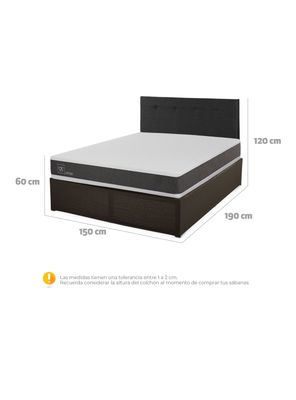 Imagen 2 del producto Cama Europea Iron Smart Ortopedic 2 Plazas + Respaldo Black + Faldón