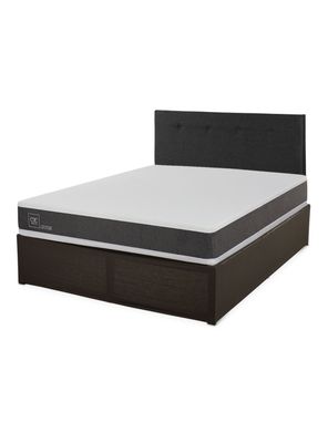 Cama Europea Iron Smart Ortopedic 2 Plazas + Respaldo Black + Faldón