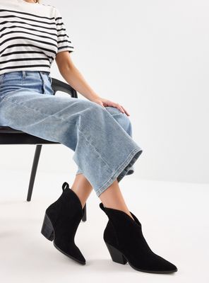 Botín Look Relajado Cuero Gamuza Mujer