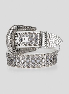 Cinturón Hebilla Western Brillos Cuero Sintético