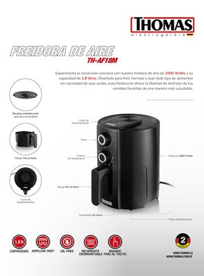 Imagen 2 del producto Freidora de Aire 1.8 Litros TH-AF18M