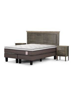 Cama Europea New Style 6 2 Plazas Base Dividida + Set de Muebles Anna